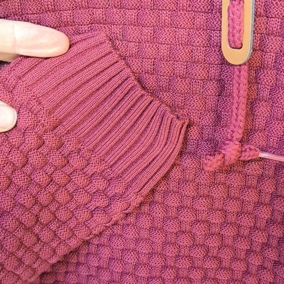 Zaitun Men's Hooded Sweatshirt Sweater Pullover Solid Knitted Maroon Size Large - Picture 9 of 15